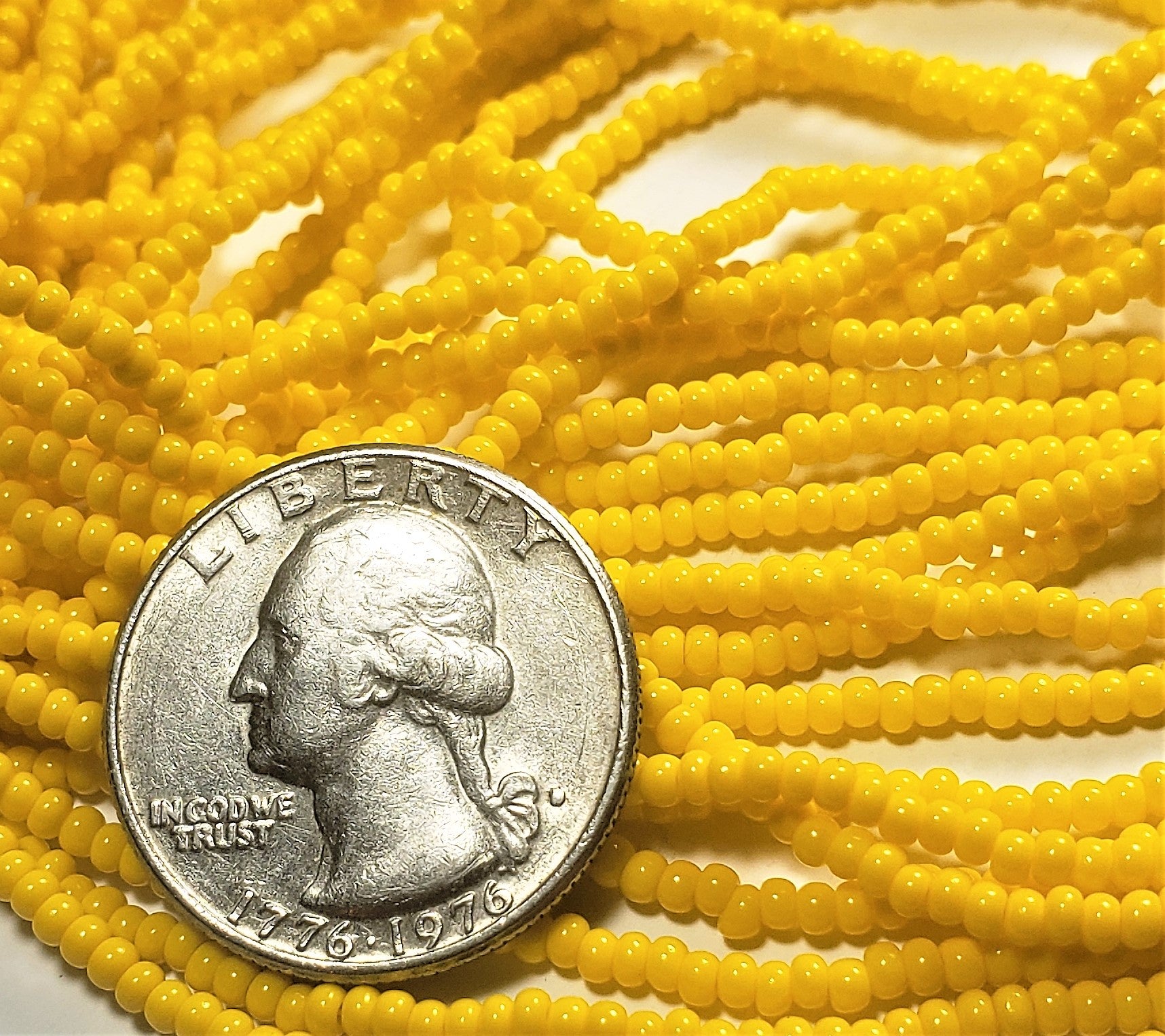 10/0 Yellow Opaque Czech Seed Beads Full Hank