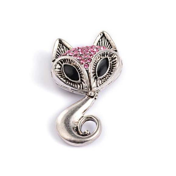 Fox Focal Bead with Rose Glass Rhinestones in Antique Silver