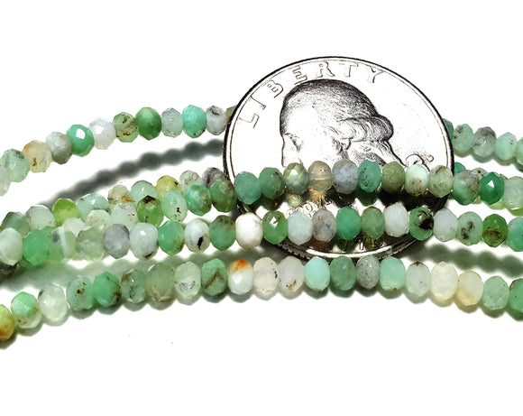3x2mm Chrysoprase Faceted Rondelle Gemstone Beads 8-Inch Strand