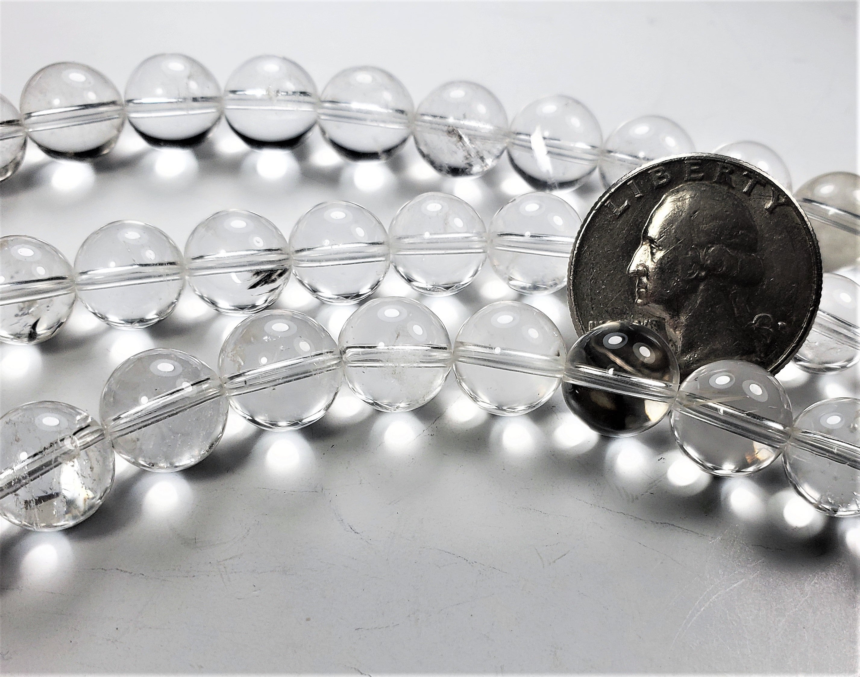 10mm Crystal Quartz Round Gemstone Beads 8-inch Strand