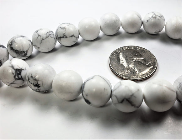 12mm Matte White Howlite Round Gemstone Beads 8-inch Strand