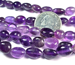 12x8mm Amethyst Pebble Nugget Gemstone Beads 8-Inch Strand