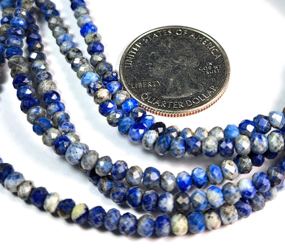 4x3mm Lapis Faceted Rondelle Gemstone Beads 8-Inch Strand