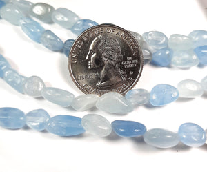 8x6mm Aquamarine Nugget Gemstone Beads 8-Inch Strand