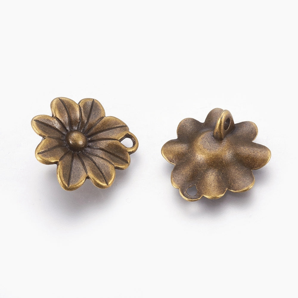 17mm Antique Bronze Flower Connectors 10ct