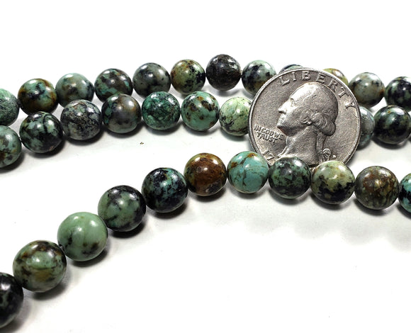 8mm African Turquoise Round Gemstone Beads 8-Inch Strand