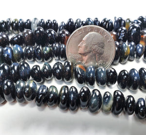 8-12mm Blue Tiger's Eye Center-Drilled Chips Gemstone Beads 8-Inch Strand