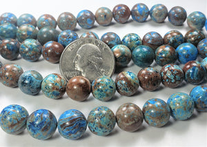 10mm Blue Imperial Jasper Round Gemstone Beads 8-inch Strand