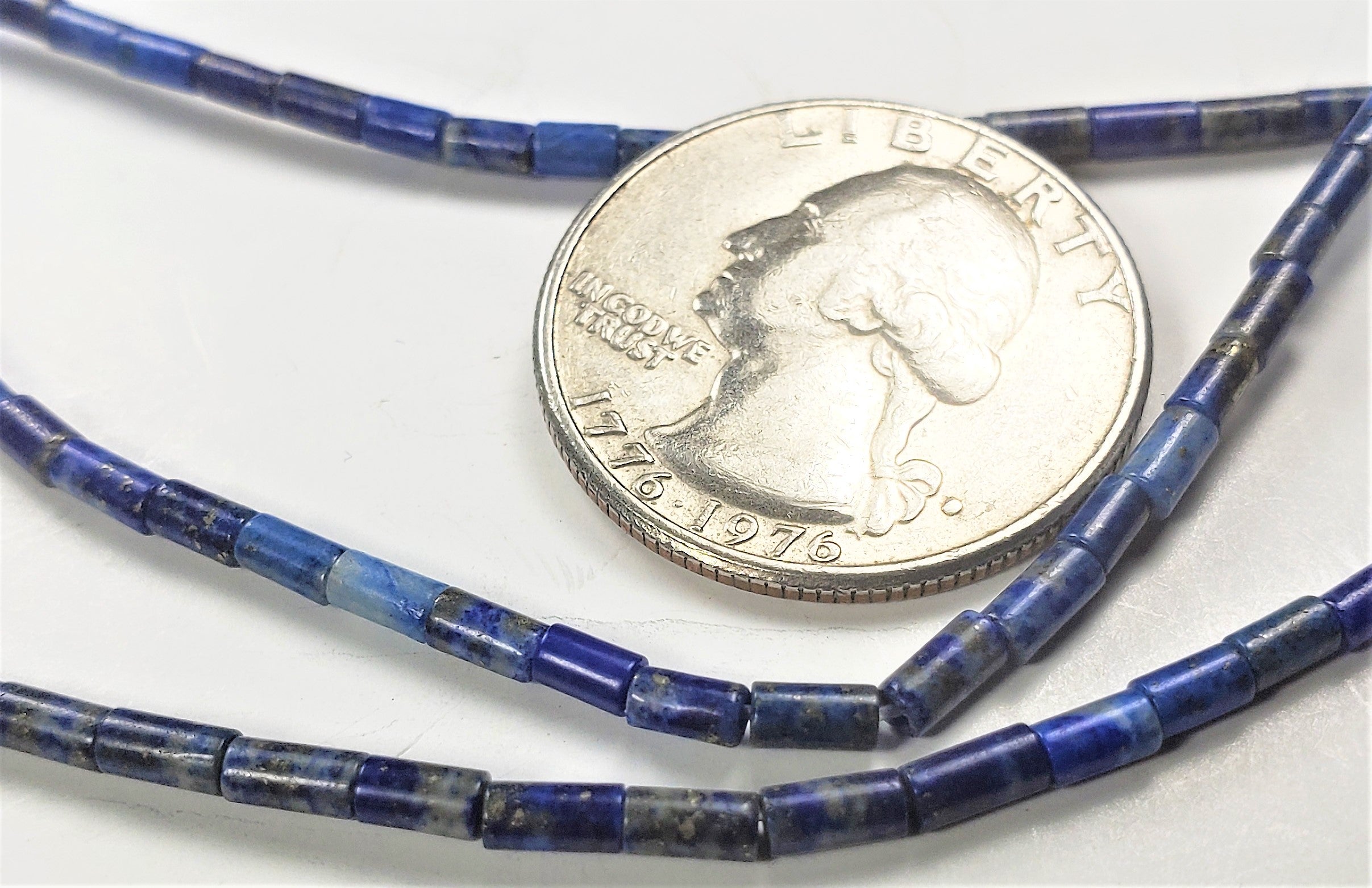 4x2mm Lapis Tube Gemstone Beads 8-inch Strand