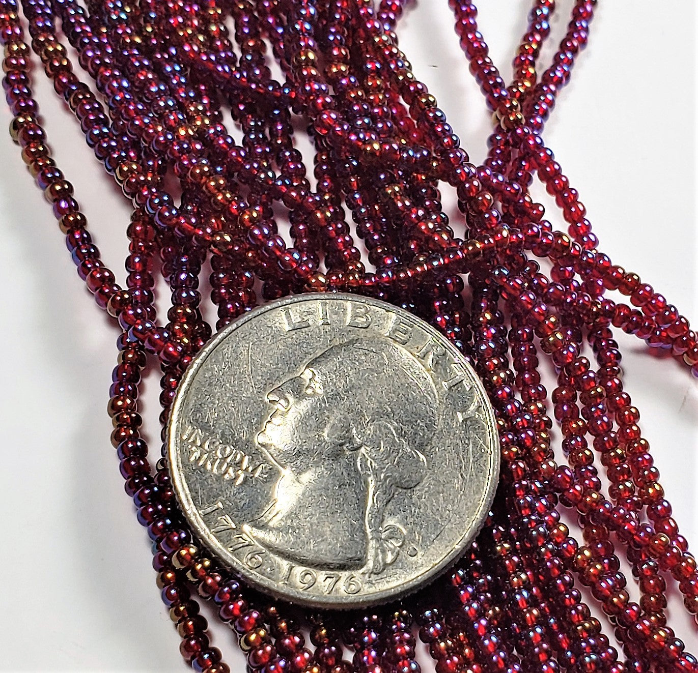 11/0 Garnet AB Czech Seed Beads Full Hank