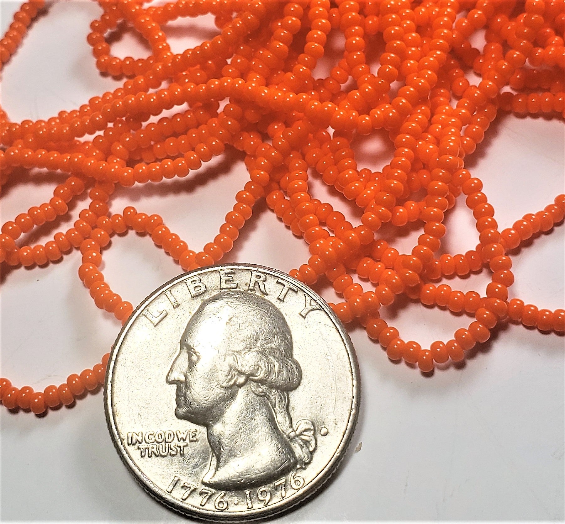 11/0 Orange Opaque Czech Seed Beads Full Hank