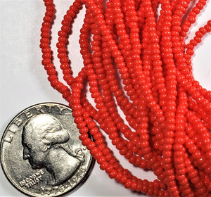10/0 Bright Red Opaque Czech Seed Beads Full Hank