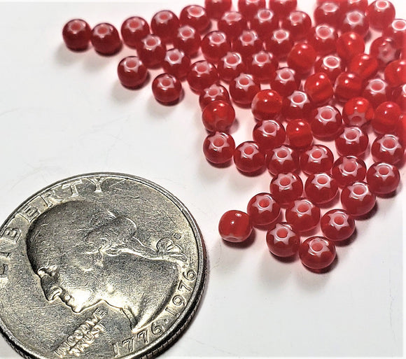 Cornelian Star Red Czech Glass Seed Beads 6/0 20g
