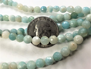 6mm Amazonite Faceted Round Gemstone Beads 8-inch Strand