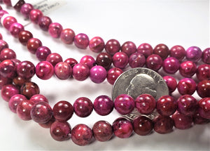 8mm Magenta Crazy Lace Agate Round Gemstone Beads 8-inch Strand