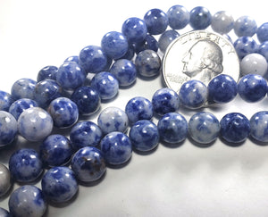 8mm Dumortierite or Sodalite Round Gemstone Beads 8-Inch Strand