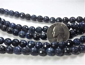 8mm Dumortierite Faceted Round Gemstone Beads 8-inch Strand