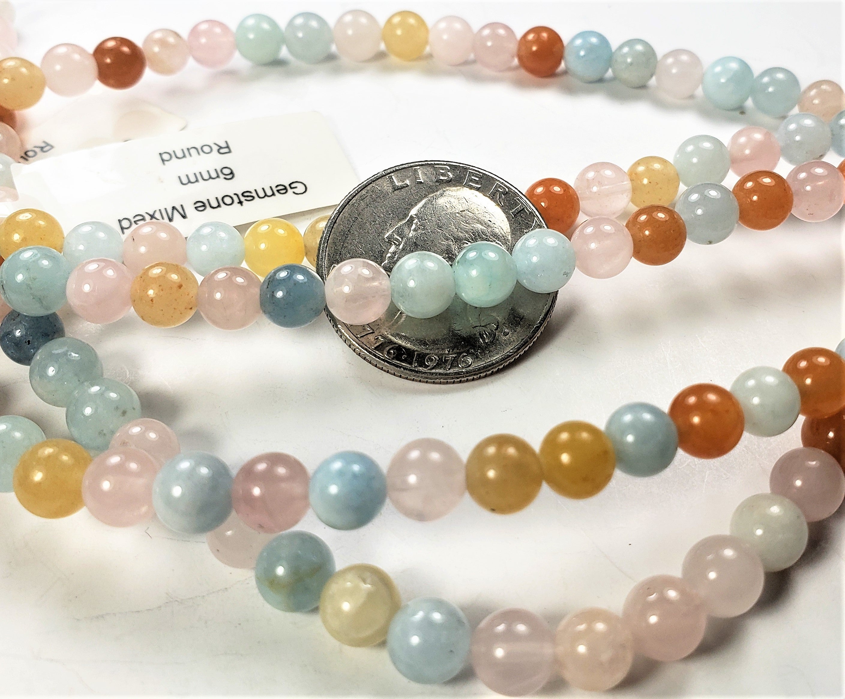 6mm Mixed Stone Round Gemstone Beads 8-inch Strand