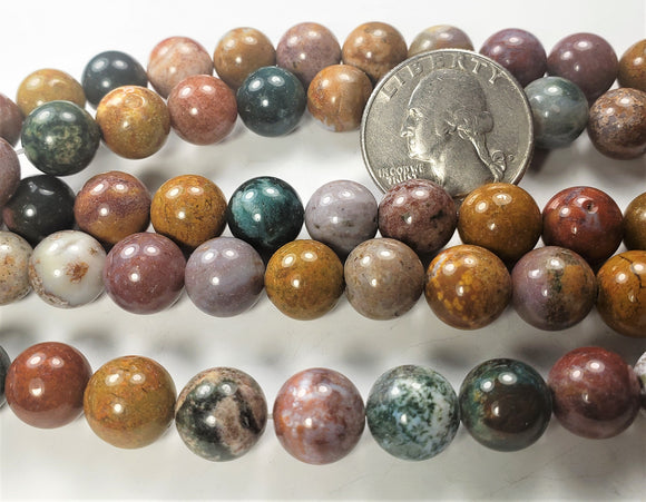 10mm Ocean Jasper Round Gemstone Beads 8-inch Strand
