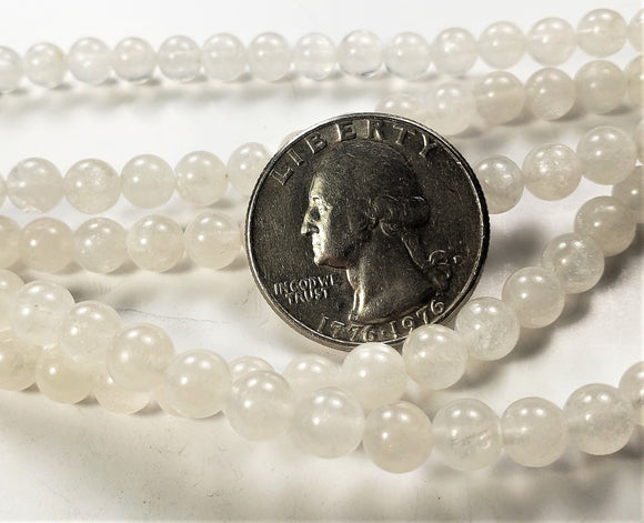 6mm White Moonstone Round Gemstone Beads 8-inch Strand