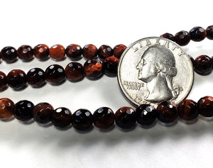 6mm Red Tiger's Eye Faceted Round Gemstone Beads 8-Inch Strand