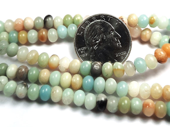 6x4mm Amazonite Multicolor Smooth Rondelle Gemstone Beads 8-Inch Strand