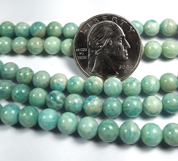 6mm Green Amazonite Round Gemstone Beads 8-Inch Strand