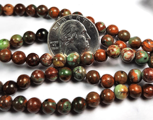 6mm Green Opal Round Gemstone Beads 8-Inch Strand