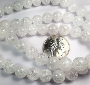 10mm Ice Flake Quartz Round Gemstone Beads 8-Inch Strand