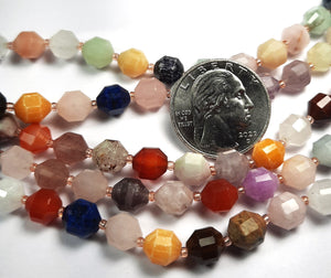8mm Mixed Stone Faceted Satellite Gemstone Beads 8-Inch Strand