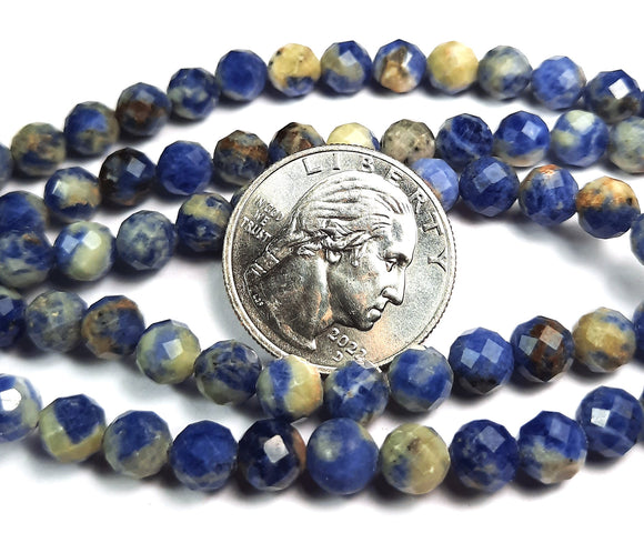 6mm Sodalite Faceted Round Gemstone Beads 8-Inch Strand