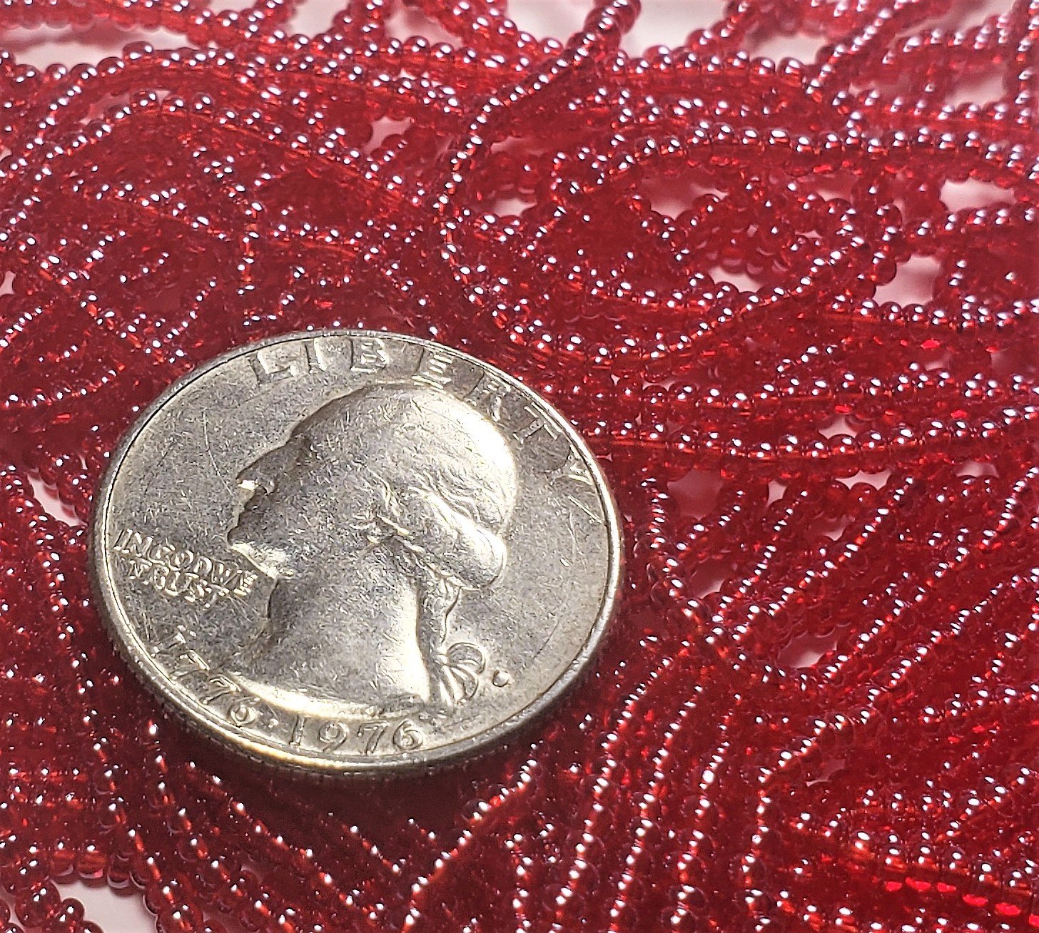 11/0 Ruby Red Luster Czech Seed Beads Full Hank