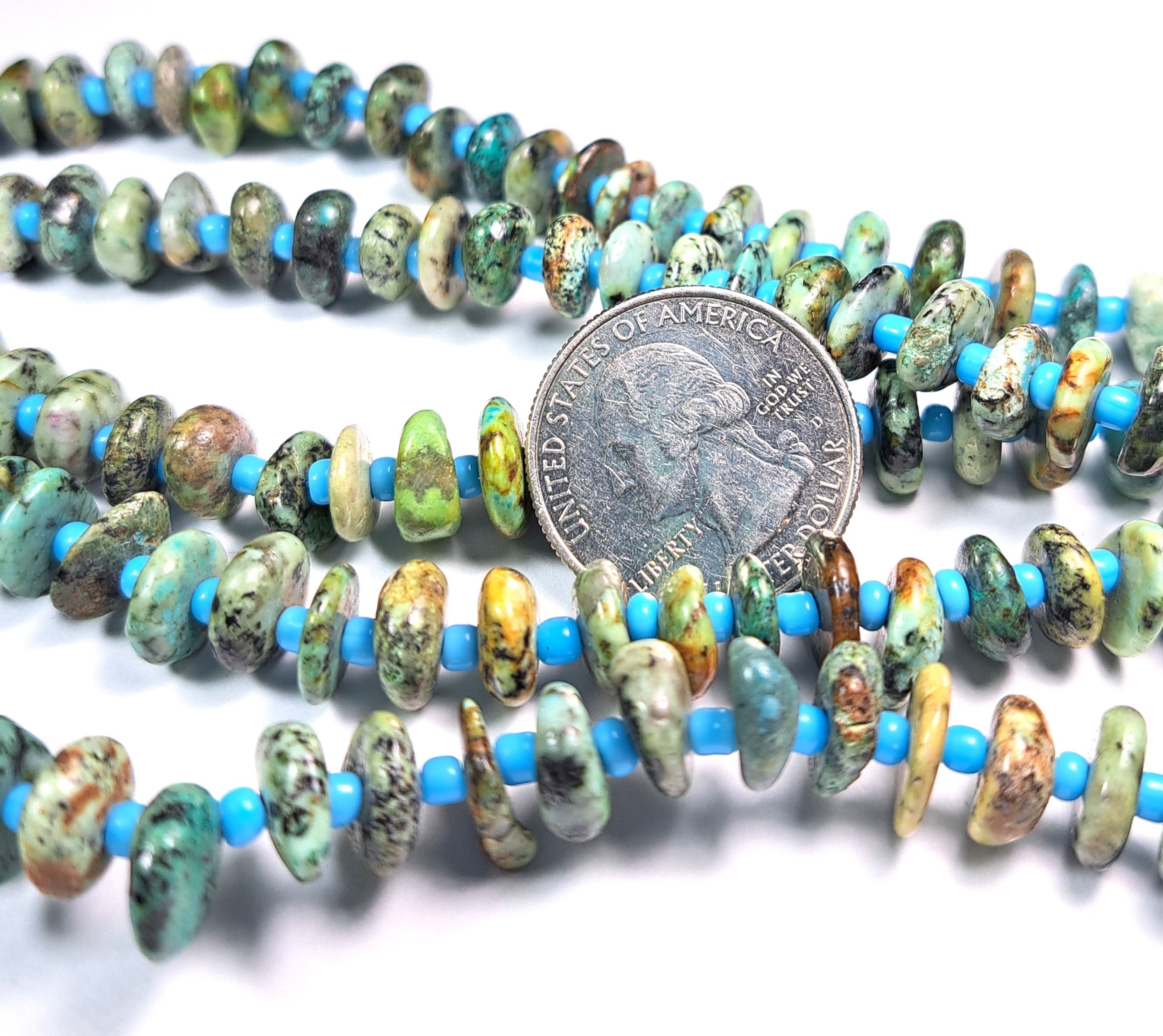 8-12mm African Turquoise Chip Gemstone Beads 8-Inch Strand