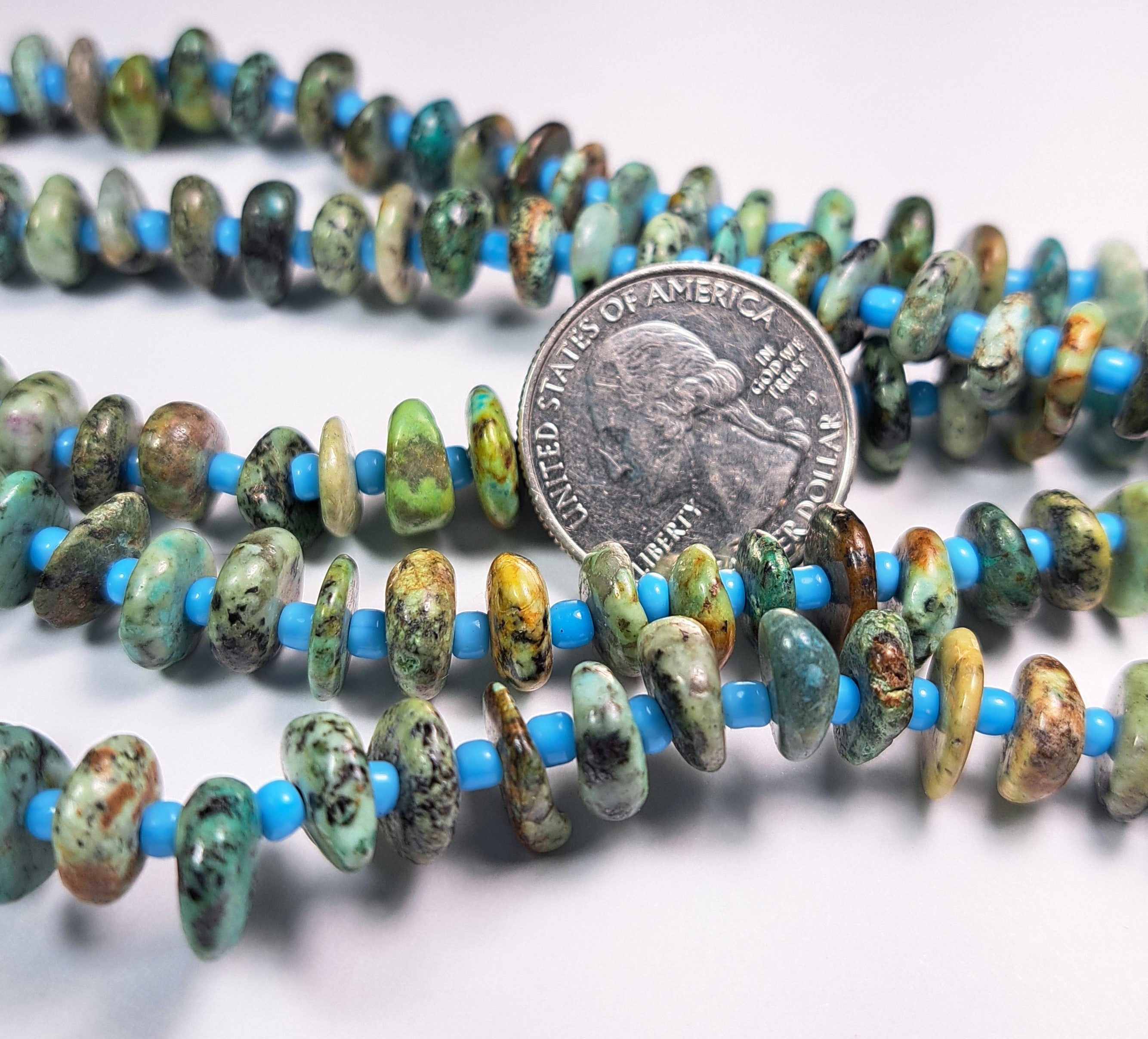 8-12mm African Turquoise Chip Gemstone Beads 8-Inch Strand