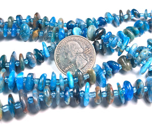 8-12mm Blue Apatite Chip Gemstone Beads 8-Inch Strand