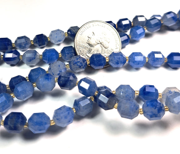 8mm Blue Aventurine Faceted Lantern Gemstone Beads 8-Inch Strand