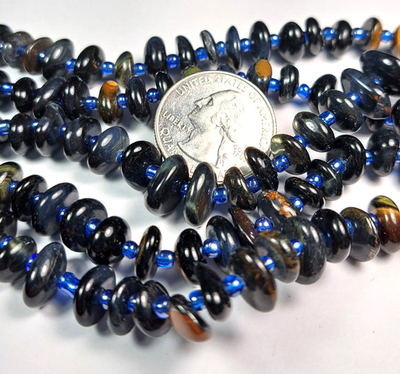 8-12mm Blue Tiger's Eye Chip Gemstone Beads 8-Inch Strand