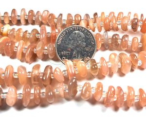8-12mm Orange Moonstone Chip Gemstone Beads 8-Inch Strand