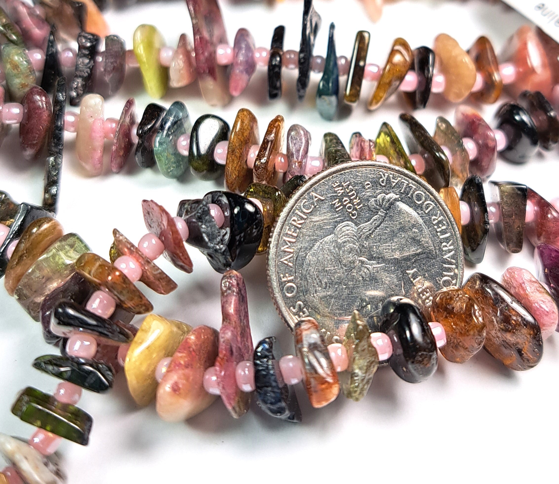 8-12mm Tourmaline Chip Gemstone Beads 8-Inch Strand