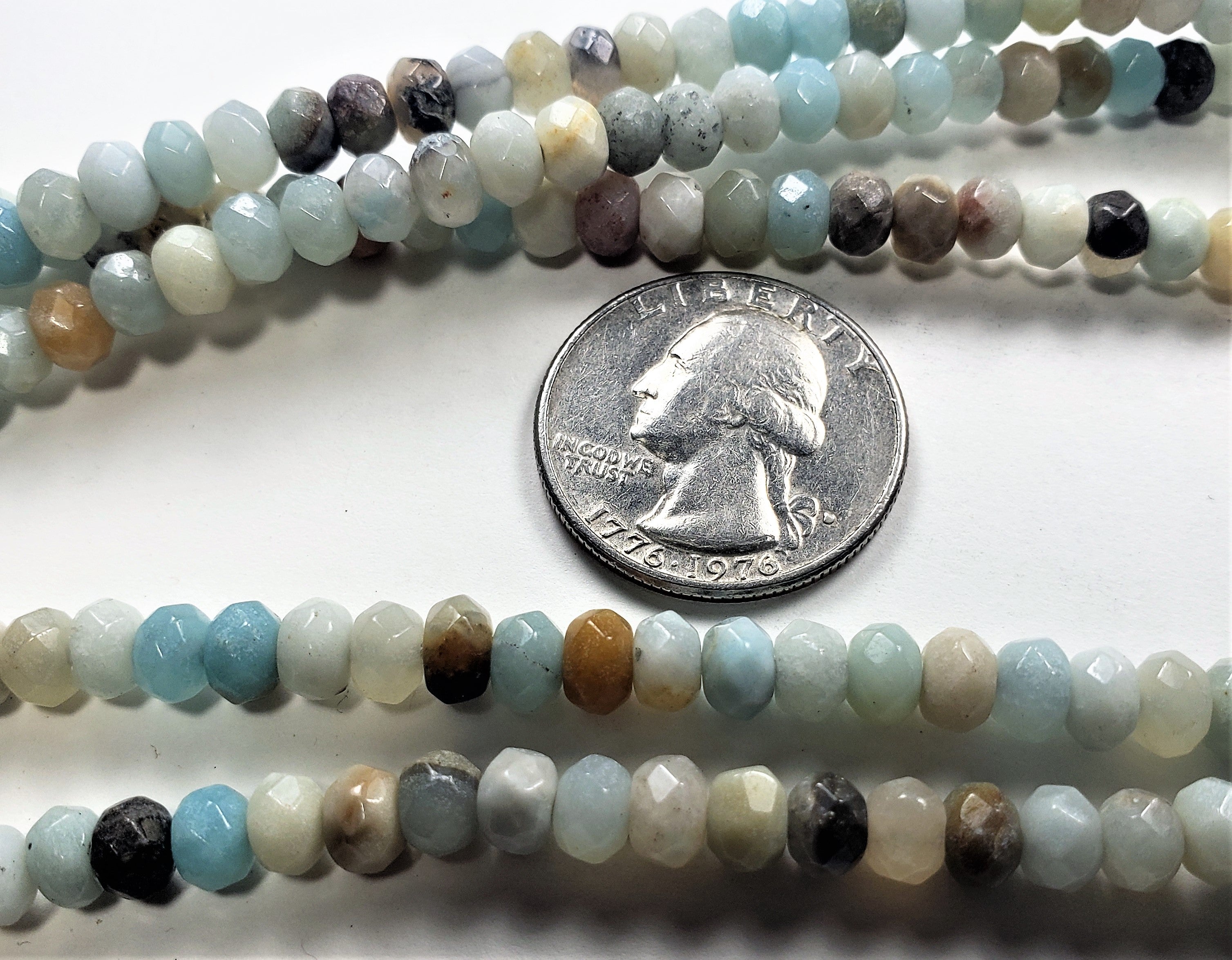 6x4mm Amazonite Multicolor Faceted Rondelle Gemstone Beads 8-Inch Strand