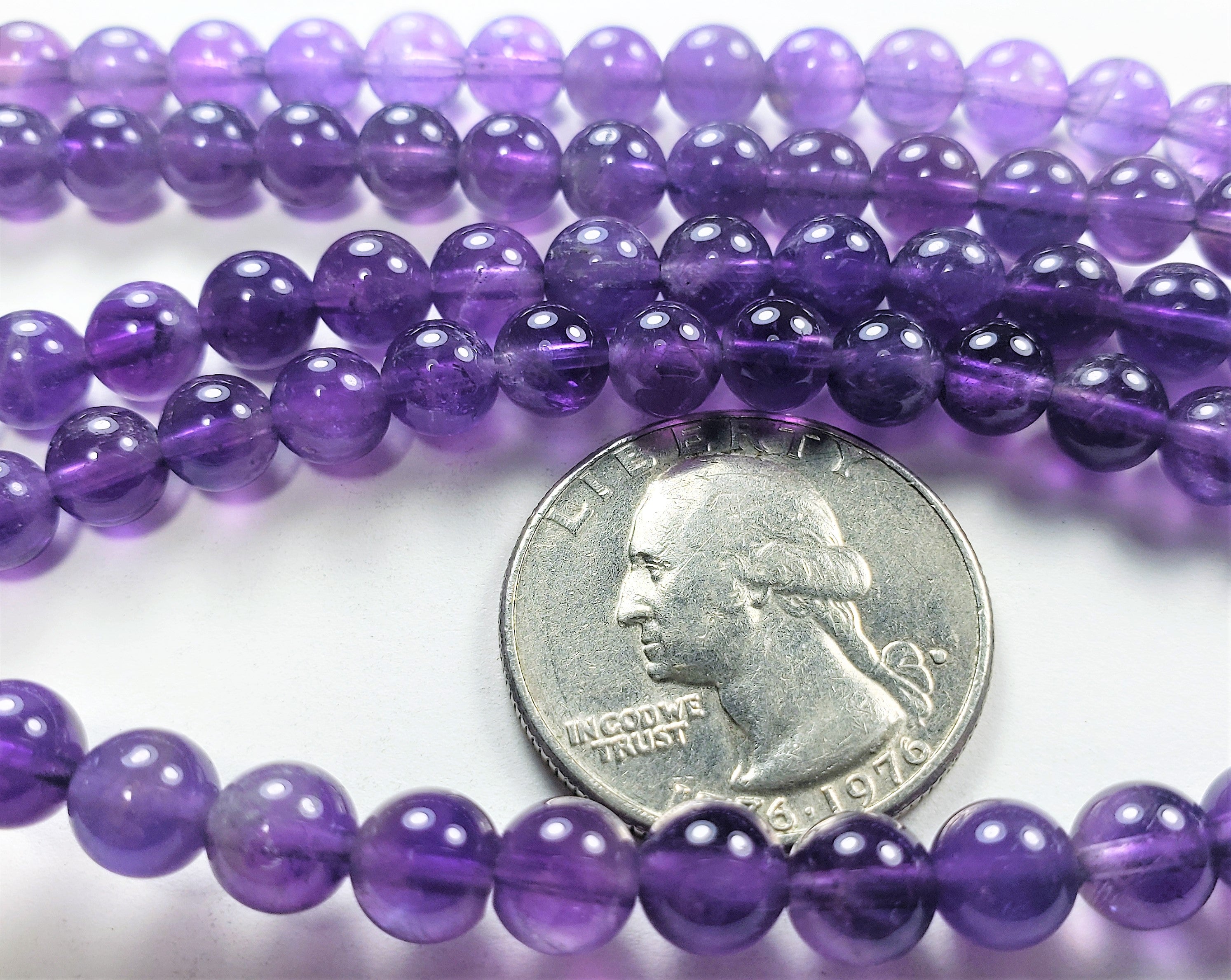 6mm Amethyst Round Gemstone Beads 8-Inch Strand