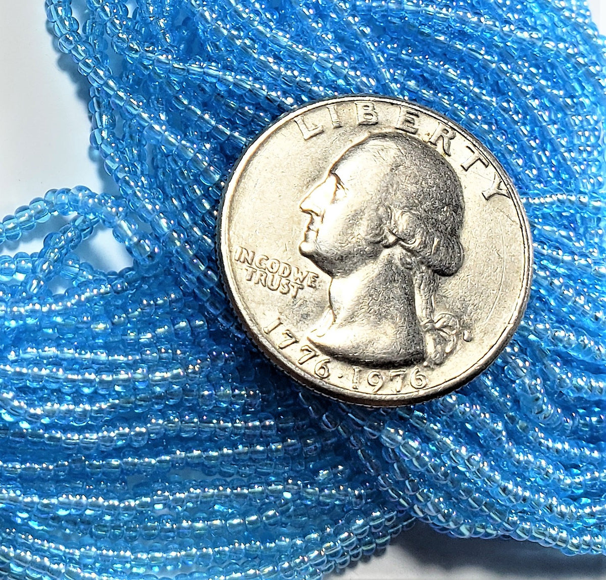 11/0 Light Aqua Silver-Lined Czech Seed Beads Full Hank