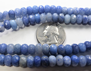 8x5mm Blue Aventurine Faceted Rondelle Gemstone Beads 8-Inch Strand