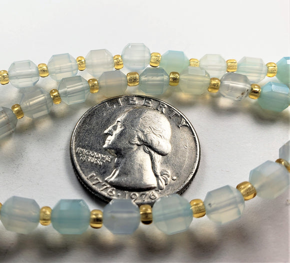 6mm Blue Chalcedony Faceted Satellite Gemstone Beads 8-Inch Strand