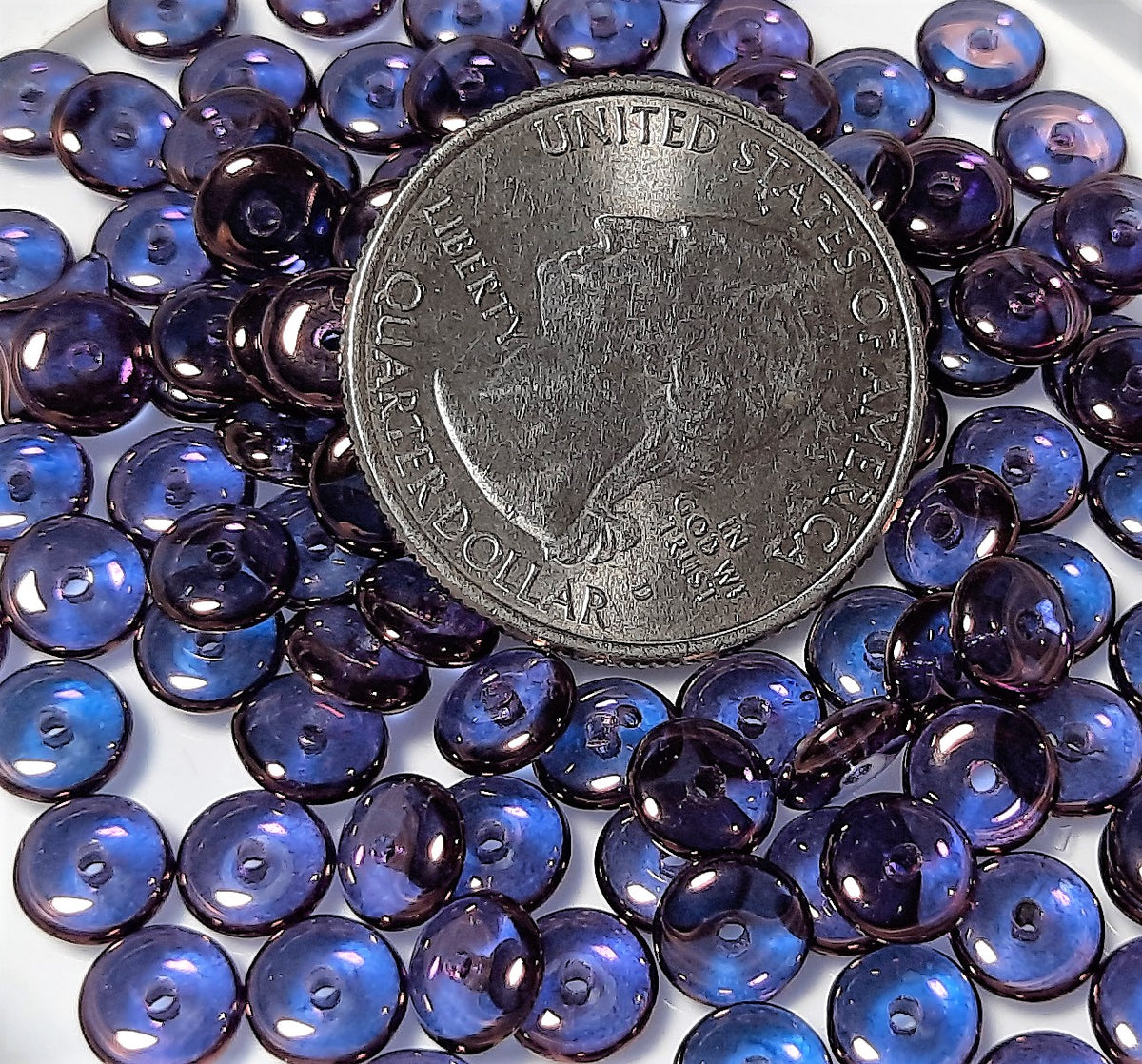 5mm Lumi Amethyst Smooth Pressed Glass Rondelle Beads 75ct