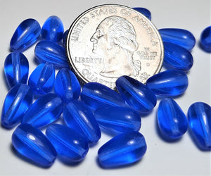 10x6mm Sapphire Pressed Czech Glass Tear Drops 30ct