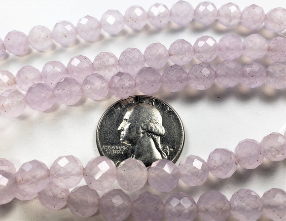 8mm Candy Jade Lavender Faceted Round Gemstone Beads 8-Inch Strand