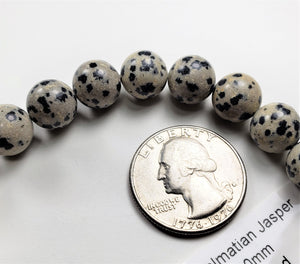 10mm Dalmation Jasper Gemstone Round Beads 8-inch Strand