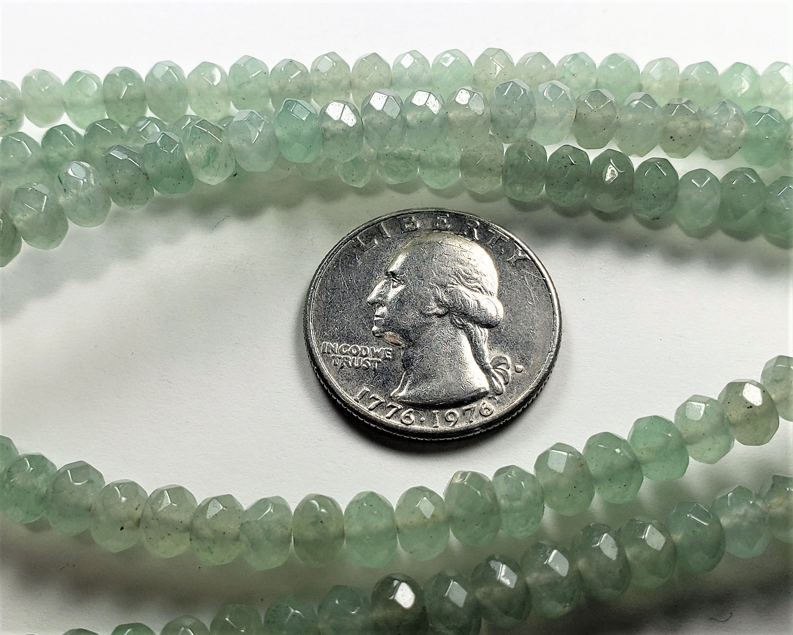 6x4mm Green Aventurine Faceted Rondelle Gemstone Beads 8-Inch Strand