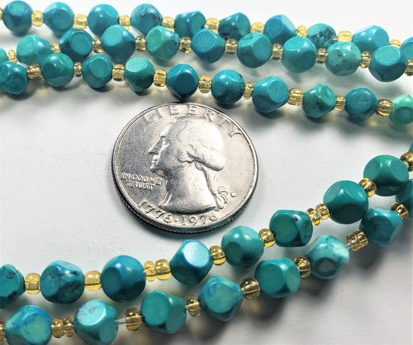 6mm Turquoise Faceted Magic Square Gemstone Beads 8-Inch Strand